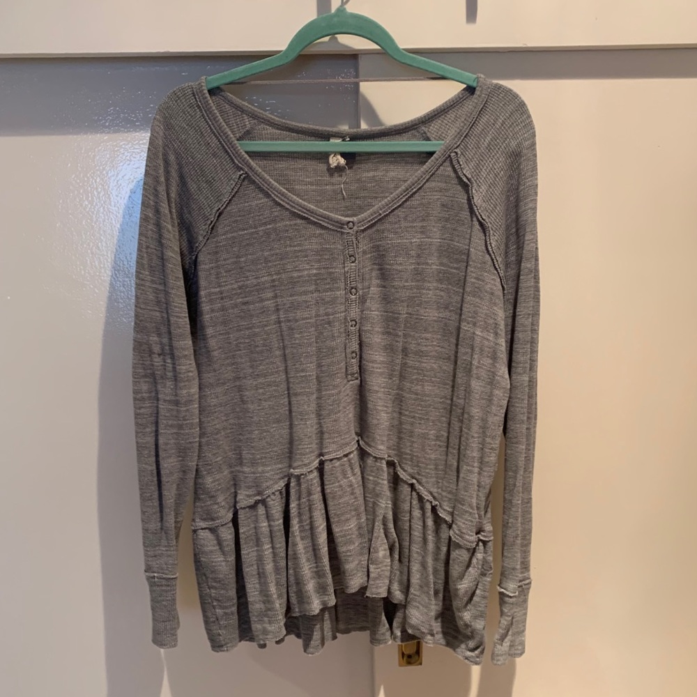We The Free Button Up Peplum Long Sleeve Thermal
